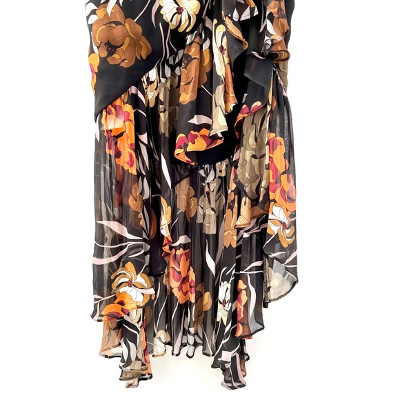 KATIE MAY | Take A Sip Black 70s Floral Orange Lace Corset Flowy Dress XS - Picture 9 of 16